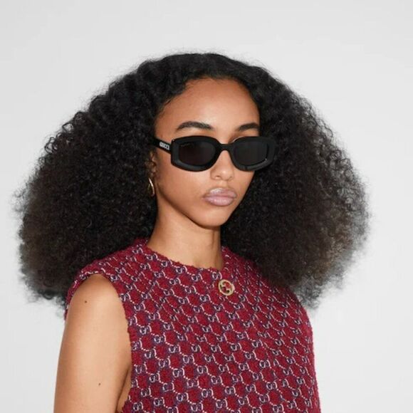 NEW Gucci GG1719S 001 Black Grey Women Square Sunglasses GG 1719S